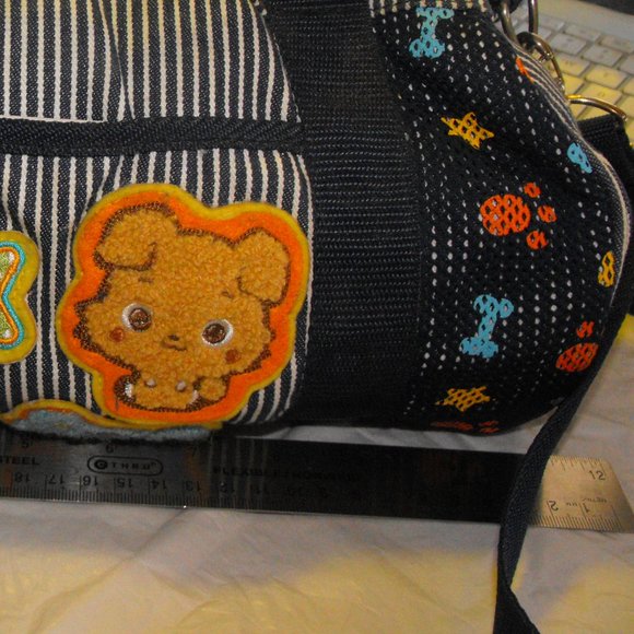 Denim Duffle Shoulder Bag Sriped - Picture 2 of 7